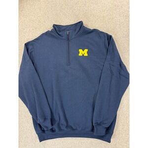 Michigan Wolverines 1/4 Zip Campus Screened Sweatshirt (Men's XL) Blue